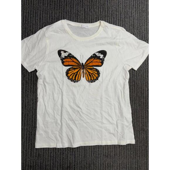 New Full Tilt White Butterfly Tee Large - Picture 1 of 4